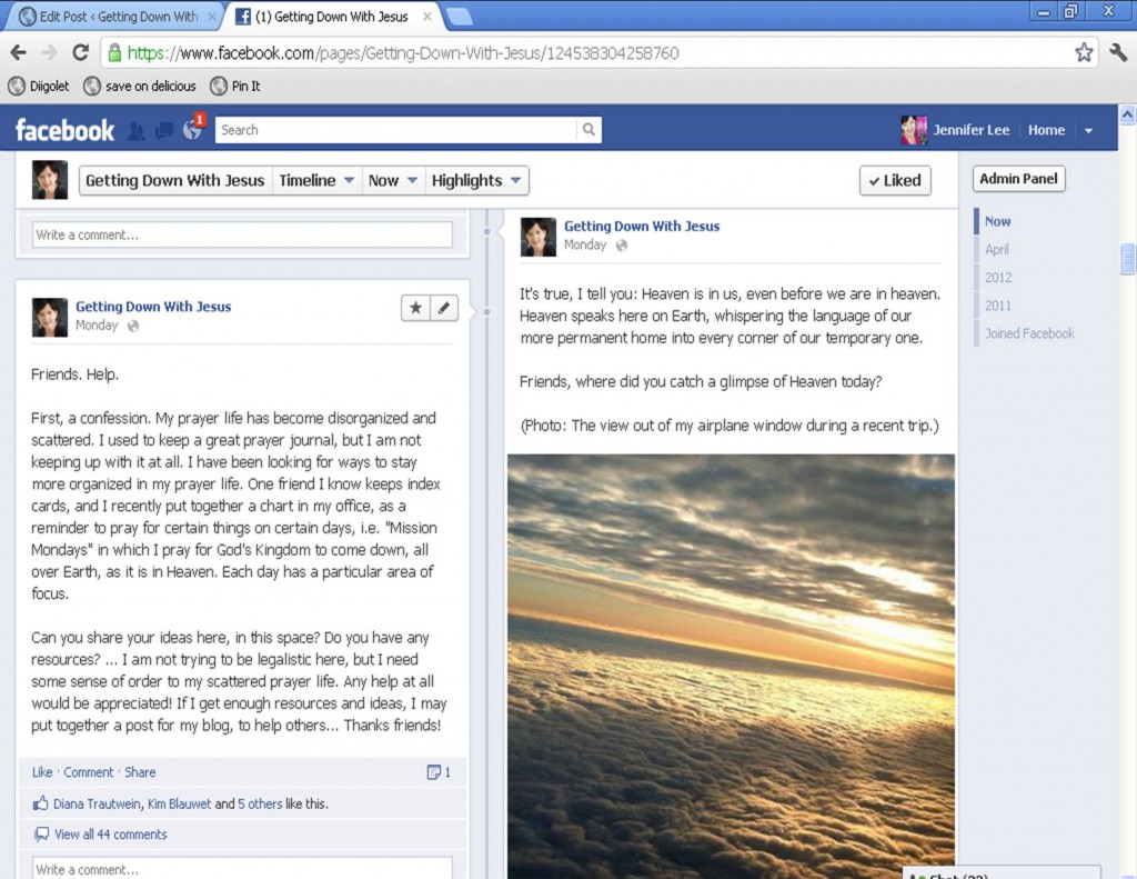 Facebook page screenshot