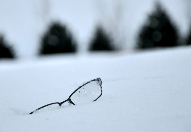 glasses in snow