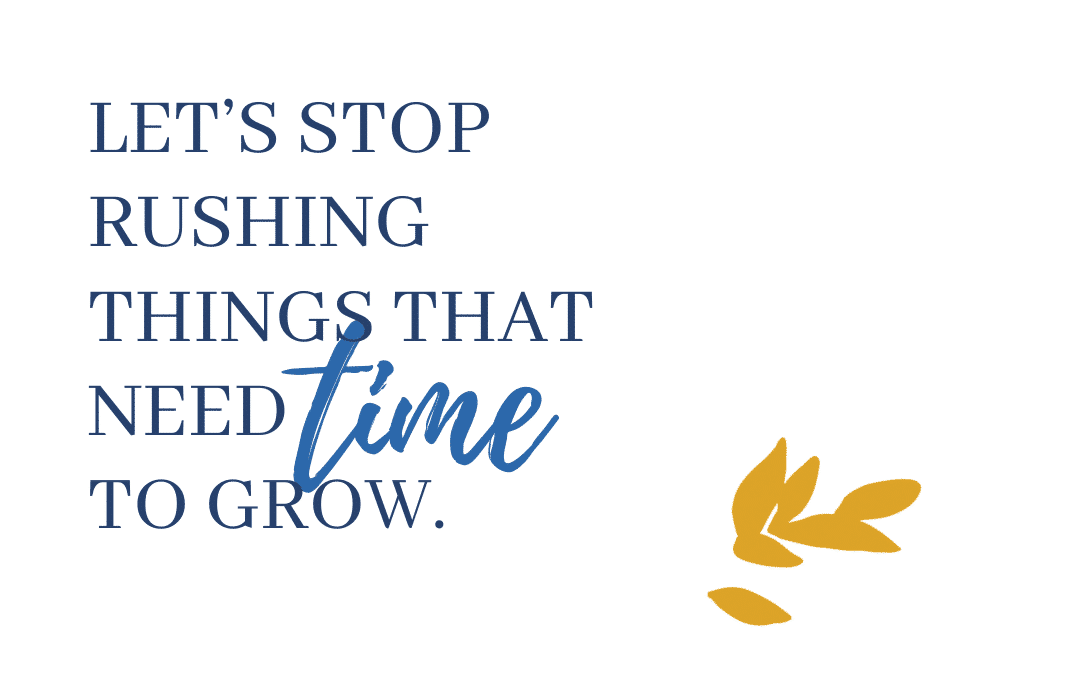 Let’s Stop Rushing.