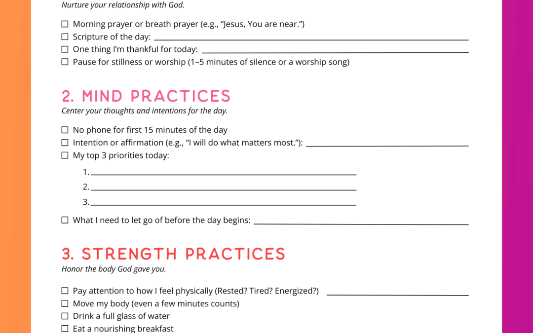 Wake Up Well Checklist (Printable)