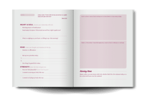 The Every Morning Journal opened up to two pages of prompts