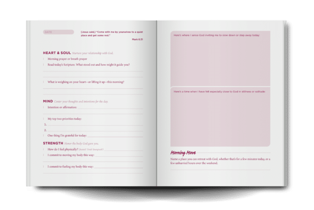 The Every Morning Journal opened up to two pages of prompts