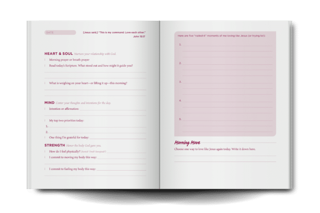 interior image of The Every Morning Journal, showing a two-page spread.