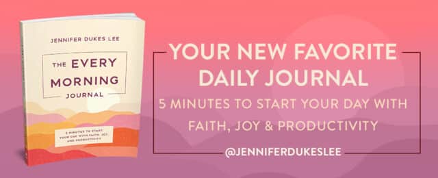 Graphic of the Every Morning Journal Cover by Jennifer Dukes Lee, with a description of the journal.