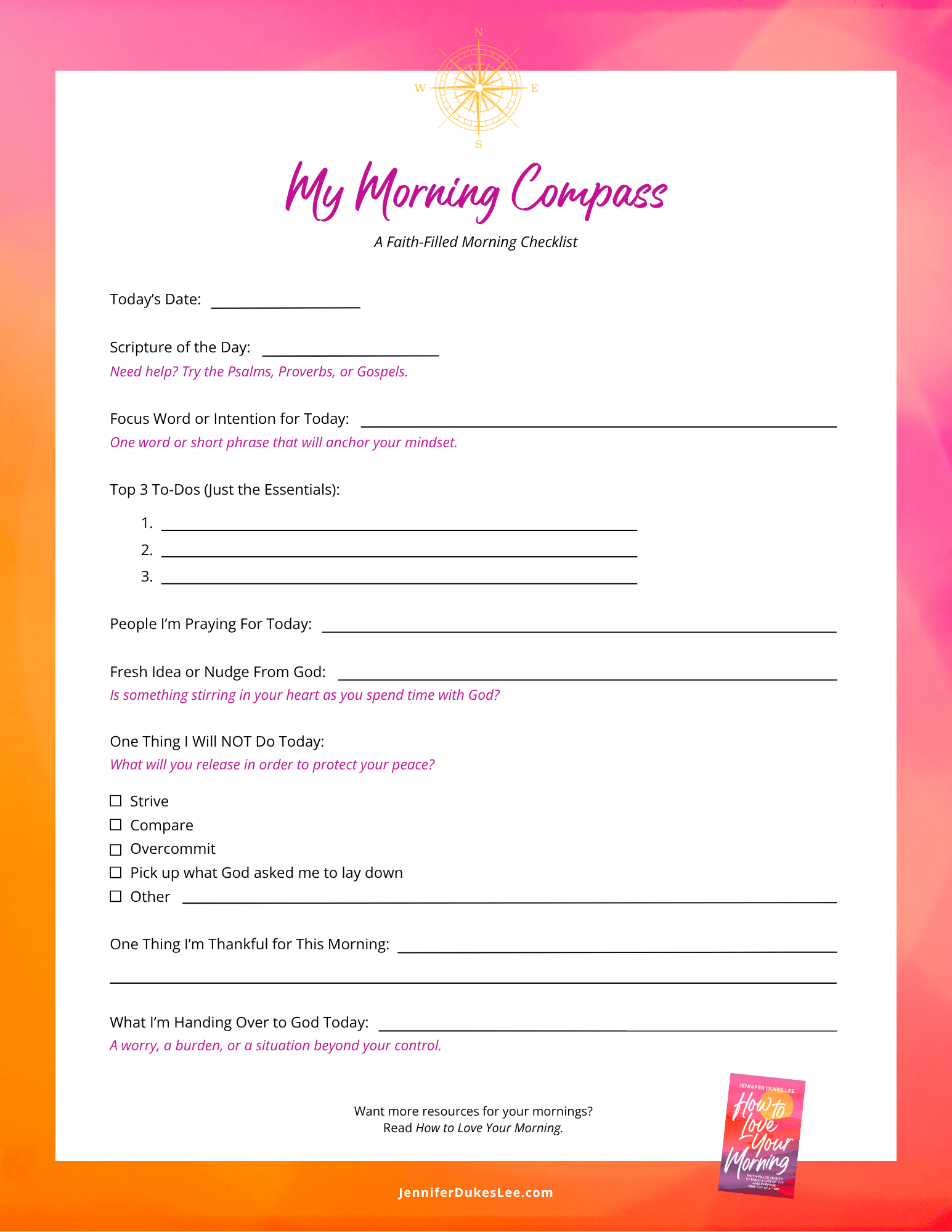 My Morning Compass (Printable)