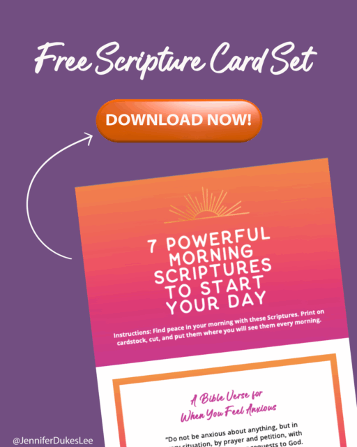 Download a free scripture card set from Jennifer Dukes Lee to carry with you throughout the day. (Bible verse cards)