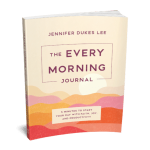 This is a 3D image of the Every Morning Journal, a Scripture and prayer journal by Jennifer Dukes Lee.
