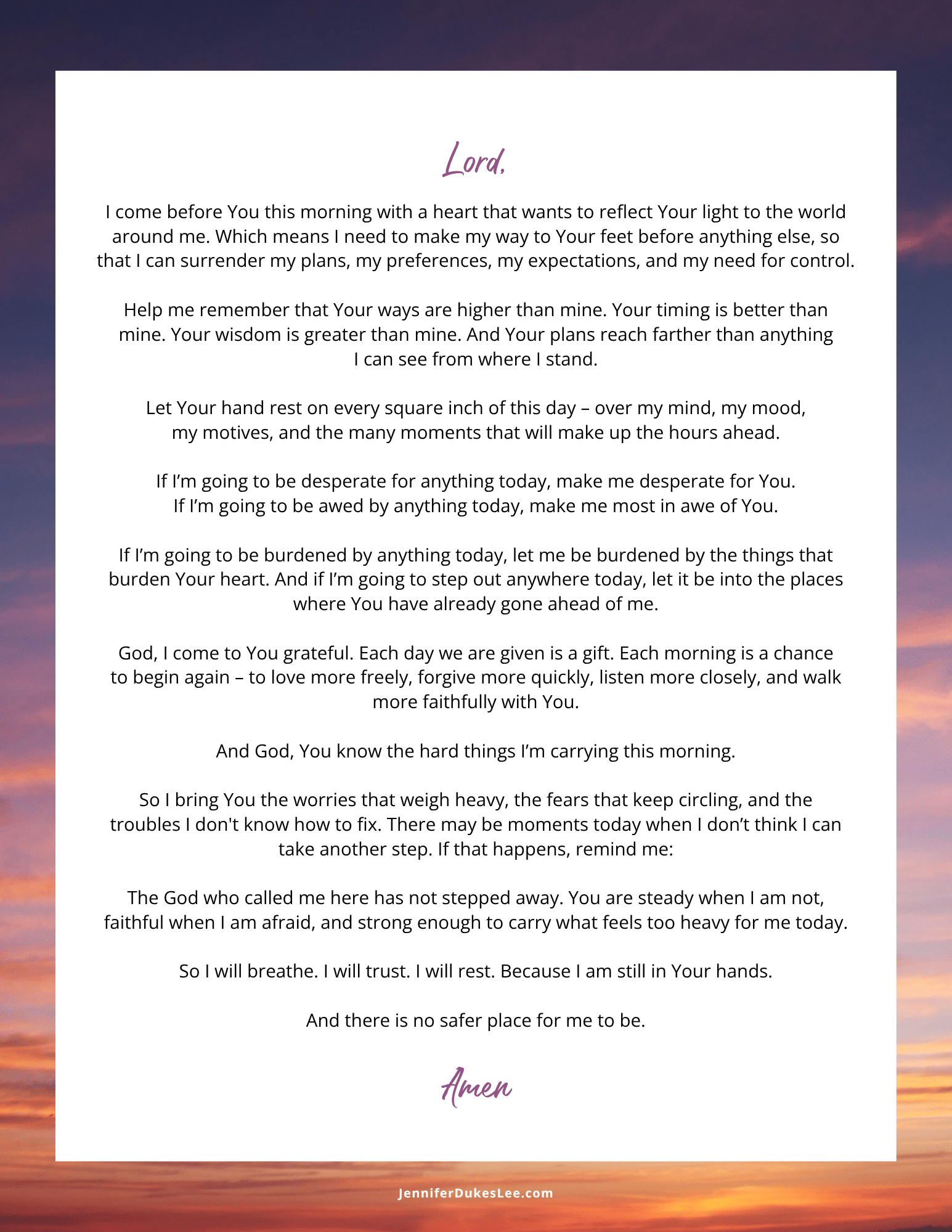 Morning Prayer (Printable)